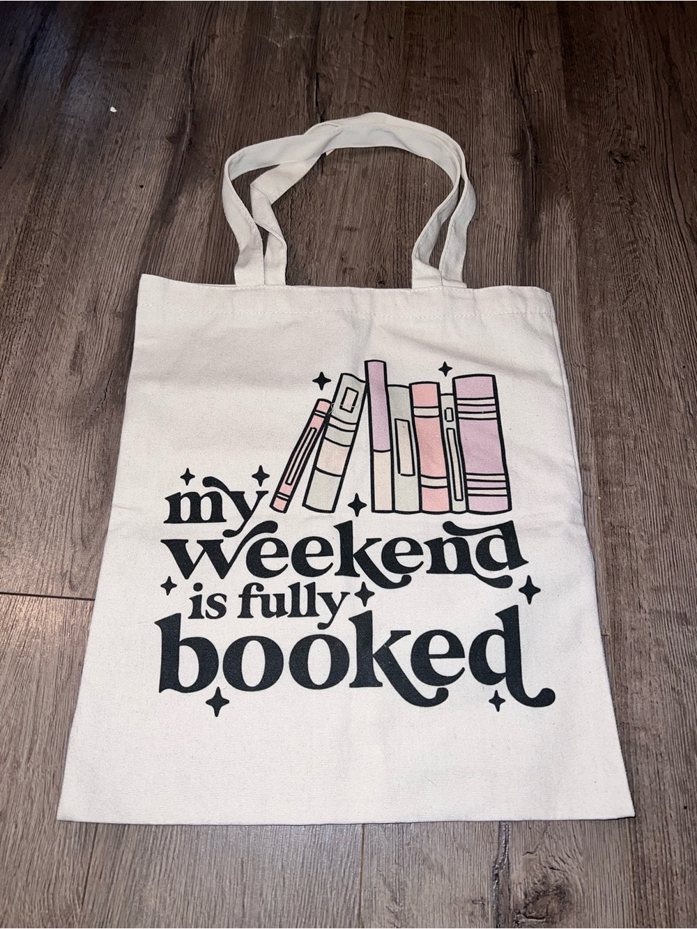 Tote Bag "My Weekend Is Fully Booked" - Pink & Black Book Design